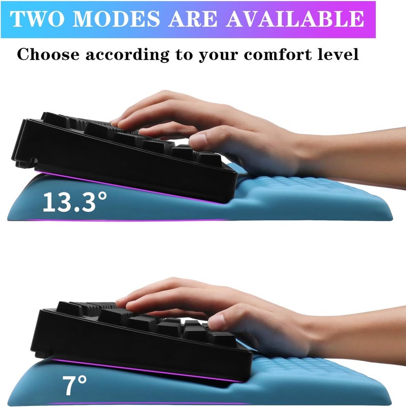 KEPUTAIER Computer Keyboard Stand with Wrist Rest, Ergonomic Tilted Keyboard Holder - Keyboard Riser with Wrist Pad - Keyboard Tray Support for Office Home - Blue - Image 2